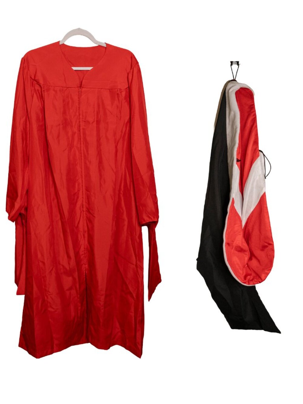 Scarlet Red Graduation Master's Robe and BU CFA Hood